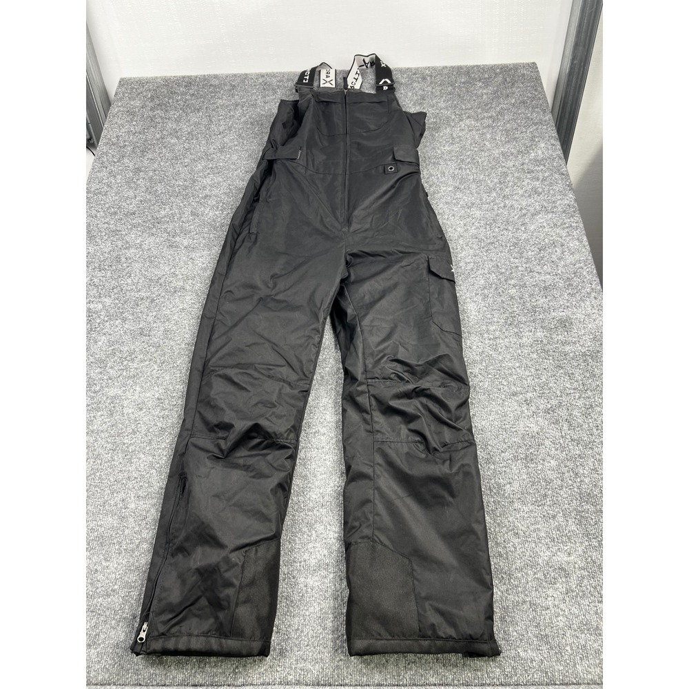 Arctix Mens Black Insulated Snow Bib Overalls Winter Ski Pants Cargo Pocket L